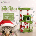 Christmas Cat Tree, Multi-Level Holiday Activity Cat Tree Tower with Scratching Post, Cozy Hammock, Fluffy Play Ball & Cave Condo, Indoor Christmas Decoration for Kitties, Gifts for Cat Owners