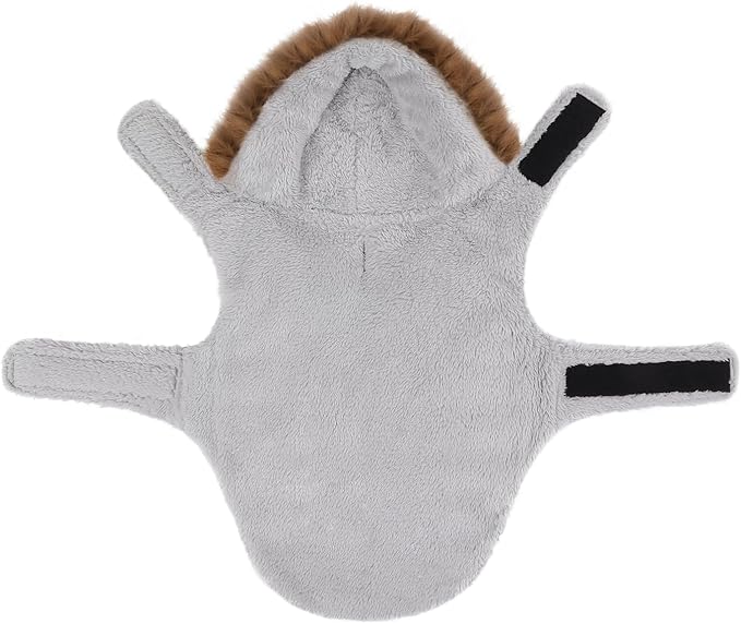 HDE Dog Puffer Jacket Fleece Lined Warm Dog Parka Winter Coat with Harness Hole White Rainbow Stripe - XXL