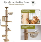 Floor to Ceiling cat Tree - Adjustable Height (95-98in,104.3-108.2in)- with Width 4.33 in Scratching Post,Cat Hammock,Fully Wrapped with sisal Rope - Heavy Duty cat Tree.(Holds 110 lbs)