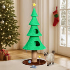 59 Inches Christmas Cat Tree for Indoor, Cat Tower with 2 Condos and Scratching Post,Christmas Tree Party Decoration Activity Center Play House (Green-1)