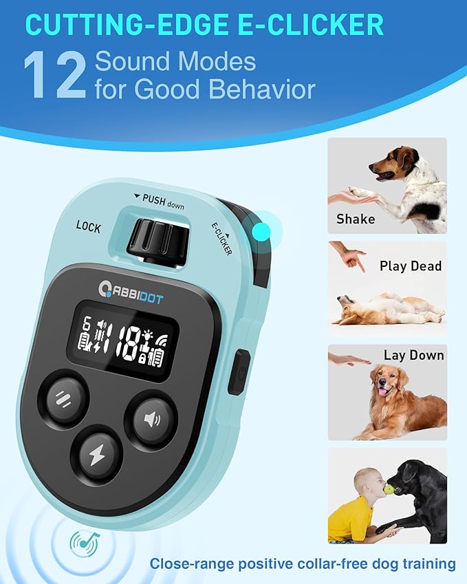 ABBIDOT Shock Collar for Dogs, 4500FT Dog Training Collar with Remote，IPX7 Waterproof Rating，6 Training Modes (Beep, Vibration, Safe Shock), Enhanced Night Light, Rechargeable E-Collar （10-130 lbs）