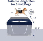 Dog Playpen Cover, 42x42 inch Dog Play Pen Top with Hooks, Soft Fabric Roof Puppy Playpen Topper for Cat Crate Kennel (Cover Only)
