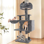 Cat Tree Tower with Metal Frame Hammock, 40'' Cat Trees for Indoor Cats Large Adult, Cat Towers with Scratching Post, Cats Condo Furniture with Cloud Top Perch, Cats Climbing Tower for Kittens(Grey)
