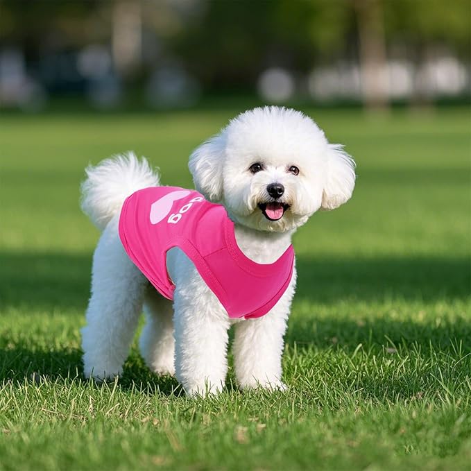 4 Pack Dog Shirts Summer Printed Puppy Clothes Cute Sleeveless Pet T Shirts Dog Clothes for Small Medium Dogs Cats Girl(S)