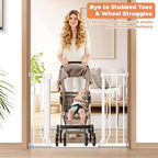 Baby Gate No Drilling, 29"-40" Auto Close Dog Gate Indoor for Doorways & Stairs, Pressure Mounted Adjustable Pet Gate, Easy Walk Through Child Gate for Children & Pets Stroller Friendly, White
