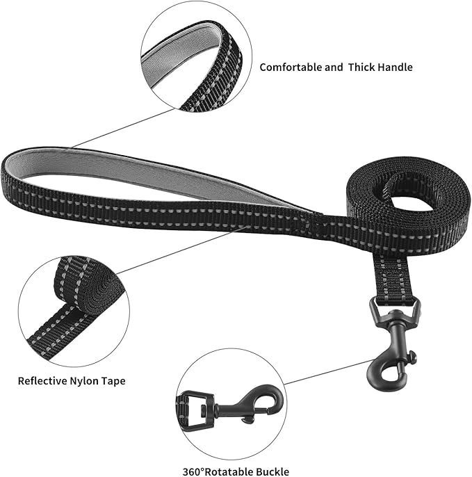 Hipubby Dog Harness and Leash Set, No Pull Soft Mesh Puppy Harness for Small Medium Dogs, Cats - Step in Reflective Breathable Lightweight Vest Harness for Walking, Training - Black, L