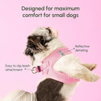 Downtown Pet Supply Step in Dog Harness for Medium Dogs - Adjustable, Escape Proof Dog Harness with Reflective Trim - All-Weather, Fast-Drying Padded Mesh Fabric - Baby Pink, M
