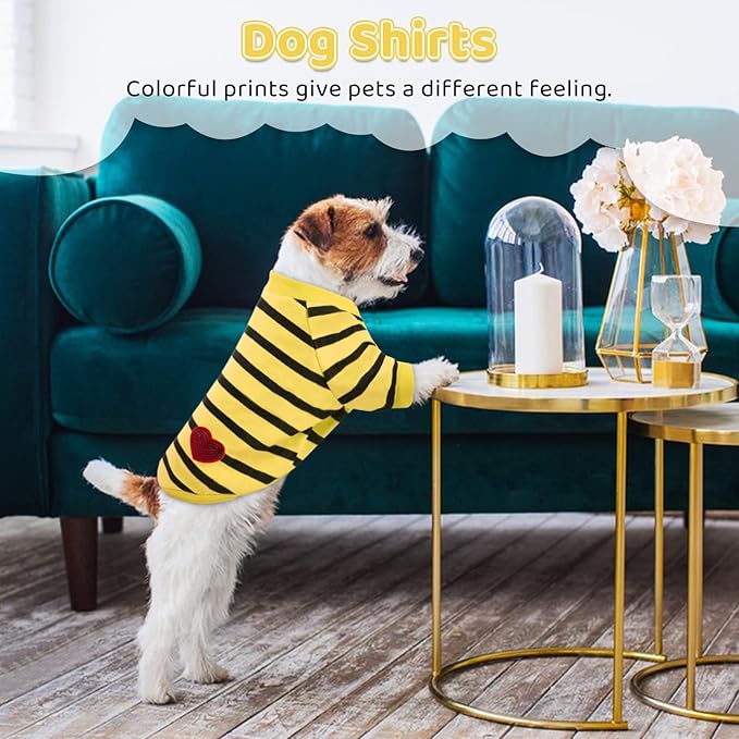 Pet Dog Striped T-Shirt Dogs Cats Cotton Vest Spring Summer Pet Apparel Tee Shirt Suitable for Small and Medium Large Pets French Bulldog Bichon