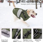 AOFITEE Dog Coat, Waterproof Dog Jacket Winter, Dogs Coat with Harness Built in, Warm Dogs Puffer Jacket with Zipper, Reflective Pet Snowsuit Sweater for Dachshund, French Bulldog, Boston Terrier, M