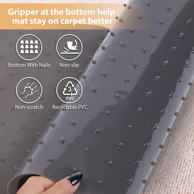 Carpet Protector for Pets Cat Carpet Protector for Doorway, Anti Scratch Under Door Cat Scratch Protector Mat, Plastic Rug Runner Easy to Cut Plastic Stopper (Light Grey, 3.6FT)