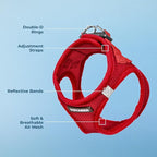 Best Pet Supplies Voyager Step-in Air Harness - All Weather Mesh, Reflective, No Pull Harness for Dogs, Cats - Secure with Hook & Loop Fastener, Buckle, Double D-Rings - Red, XXS