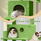 68 Inches Multi-Level Large and Tall Cat Tree Tower for Indoor Cats/Removable Pad/Cat Condo/Sisal Scratching Posts/Hammock/Cat Activity Center/Wide Base Green