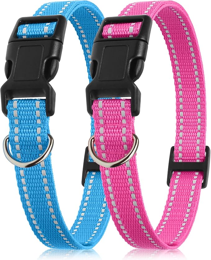 PetJoy Replacement Strap for E-Collar with Reflective Strip & D-Ring – 2 Pack Adjustable Nylon Dog Collar Band, Pet Safe & Durable for Training Collars