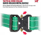 Tuff Pupper Tactical Dog Collar with Handle | Heavy Duty Adjustable Dog Collar | Military Nylon Collar for Large Dogs | Quick-Release Buckle | Soft Padded Comfort | Training Control (Green, Large)