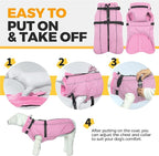 Lelepet Dog Coat for Large Dogs Waterproof Dog Jacket with Harness Built in Reflective Fleece Jacket with Zip Windproof Cold Weather Coats for Dogs Cozy Thermal Pet Snowsuit, Weimaraner, Pink, XXL