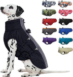 Medium Dog Coat - Warm Zip Up Snowsuit Dog Harness Vest, Reflective, Water-Resistant, Black