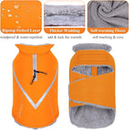 VIVAGLORY Snowrap Dog Coat, Jacket with Harness Hole, Dog Coat for Winter & Cold Weather, Fluffy Warm Fleece Lined Reflective Water Resistant for Puppy, M, Orange