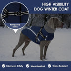 AOFITEE Dog Coat, Waterproof Dog Jacket with Harness Built in, Dogs Coats for Lage Dogs, Warm Fleece Zipped Pet Puffer Jacket, Outdoor Cold Weather Coats Pet Snowsuit for French Bulldog, Blue L