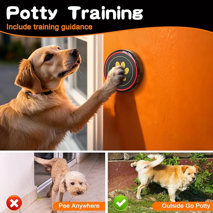 ChunHee Dog Bells to Go Outside,Dog Door Bell for Dogs to Ring to Go Outside,Bells for Dog Training to Go Outside,Dog Bell with Adjustable Volume,1 receivers & 1 Dog Buttons [Black, New 2024]