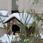 Outdoor/Indoor Faux Woodland Frame Thermal Cat House, Waterproof, Insulated, Concealed, Collapsible, Removable, Easy to Clean. Suitable for Felines or Small Dogs(L)