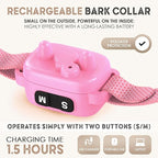 Tiny Bark Collar for Small Dogs 5-15 lbs and Puppies - No Shock Anti Barking Collar - Rechargeable Smart Collar for Dog Training with 7 Sensitivity Levels and 3 Beep&Vibration Modes (Pure Pink)