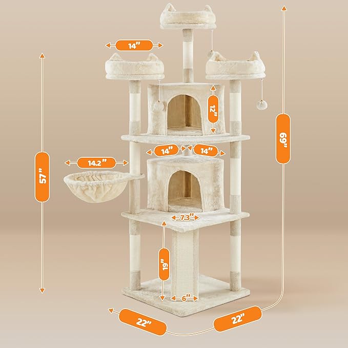 Topeakmart Cat Tree Cat Tower, Multi-Level Cat Condo Activity Center with Platforms Scratching Posts for Kittens Cats