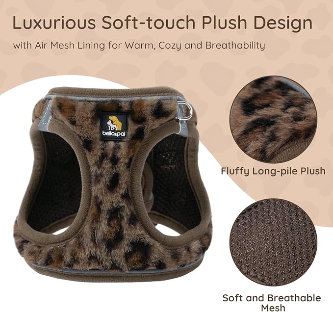 BELLA & PAL Step in Vest Harness for Small and Medium Dogs, No Pull Small Dog Harness with Leash Set, Comfortable Air Mesh Dog Vest Harness with Reflective Strip (Brown Leopard, XXS)