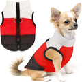 Idepet Pet Dog Cat Coat with Leash Anchor Color Patchwork Padded Puppy Vest Jacket Teddy Chihuahua Costumes Pug Cloth XS S M L(XX-Large,Black)