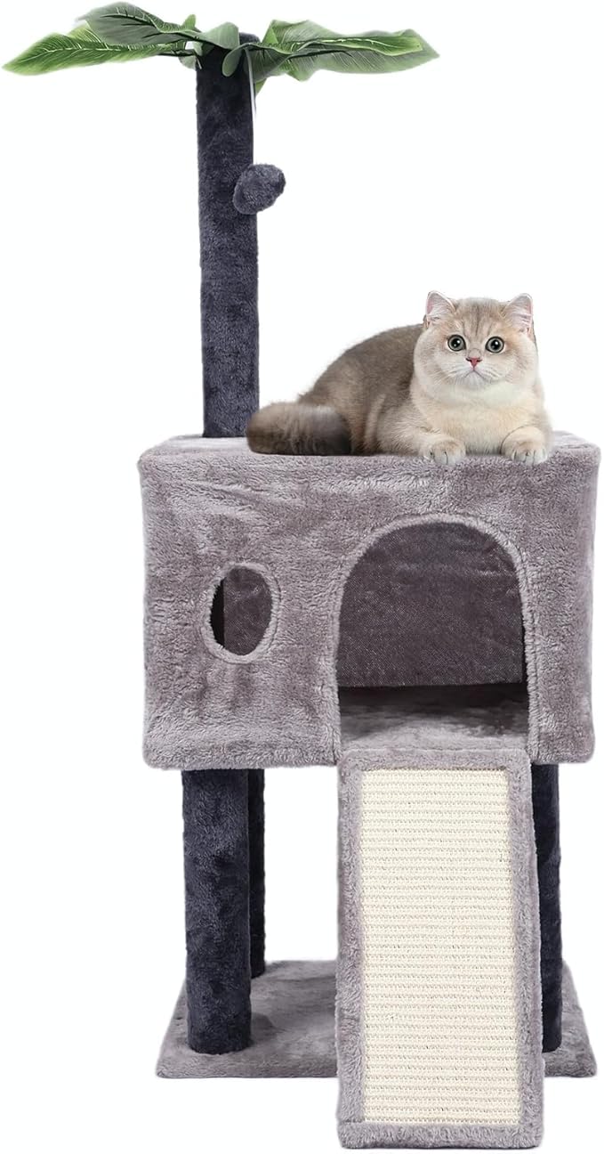 Cat Tree for Indoor Cats, Cat Tower with Scratching Post, Modern Activity House for Large Cats, Condo with Board, Kittens Cave