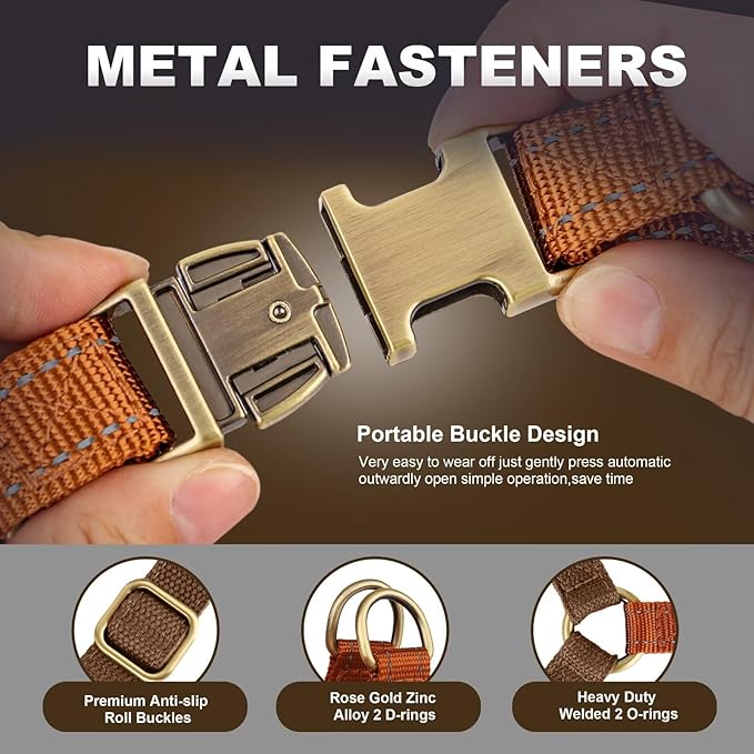 Didog Step in Dog Harness with Metal Buckles, Freedom Nylon Dog Halter Vests for Small Dogs Easy Walking Training(S:Chest 13-22", Brown)