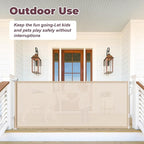76" Retractable Baby Gates Extra Wide, Mesh Long Dog Gate for Wide Openings, Indoor Outdoor Stair Gate for Doorways Hallways Deck Porch, Child Pet Safety Essentials for Home, Beige
