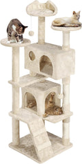 Topeakmart 61in Cat Tree for Indoor Cats, Cat Tower with Scratching Posts Spacious Perch & Platform for Kittens, Beige
