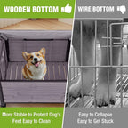 GUTINNEEN Outdoor Dog House Insulated Weatherproof Dog Kennel with Anti-Bite Metal Frame, Puppy Shelter with Insulated Liner and Porch for Small, Medium Large Dogs (Grey, 45’’ Medium)