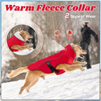 EMUST Dog Cold Weather Coats, Fleece Lining Small/Medium/Large Dog Jacket for Winter, Warm Waterproof Pet Winter Clothes for Large Dogs, Red, XL