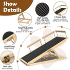 55.11" Adjustable Dog Ramp for Bed - Upgraded Wooden Pet Ramp with Non-Slip Silicone Surface and Side Rails, 6 Height Settings (19.68-27.55"), Holds Up to 250lb, Pet Stairs for Senior & Large Dogs
