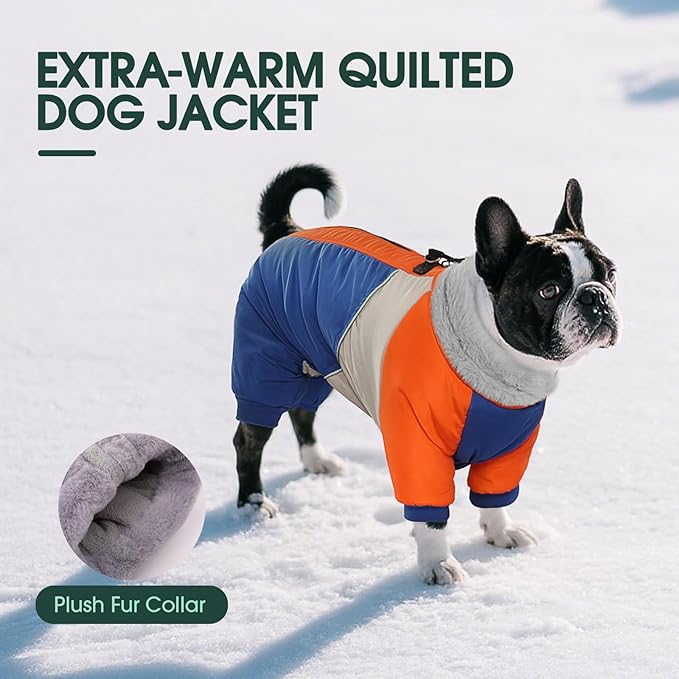 Kuoser Fullbody Dog Jacket, Large Dog Winter Coat with Built-in Harness, Reflective, Suitable for Begle, Corgi, Labrador (Blue XXL)