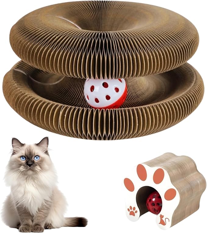 Kitty Curvels Style Transformable Cat Scratcher for Indoor Cats – Interactive Reversible Cat Scratching Pad, Durable Corrugated Cardboard for Furniture Protection（1PC）