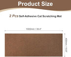 uxcell Self-Adhesive Cat Scratching Mat, 2 Rolls 39.4" x 15.8" Couch Protector from Cat Claws for DIY Sofa, Wall, Doors, Cut Anti Cat Scratch Pad Carpet Mat, Brown