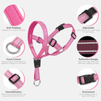 Weesiber No-Pull Dog Head Halter - Adjustable Dog Muzzle Leash, Padded Head Collar for Dogs to Prevent Heavy Pulling On The Leash(Pink,S)