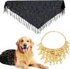 Dog Belly Dancer Costume with Necklace and Waist Chain - Sequin Party Outfit for Medium to Large Dogs, Labrador, Golden Retriever, German Shepherd, Husky
