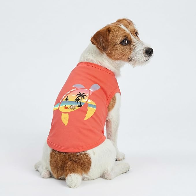 Fitwarm Hawaiian Sea Turtle Dog Shirt, Tropical Summer Clothes for Small Dogs Boy Girl, Funny Pet Outfit, Orange, XXL