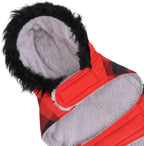 HDE Dog Puffer Jacket Fleece Lined Warm Dog Parka Winter Coat with Harness Hole Buffalo Plaid - XL
