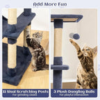 Tangkula 80 Inch Tall Cat Tree, Multi-Level Cat Tower with Sisal Scratching Posts, 2 Condos, Plush Perch, Hammock, Basket, Dangling Toys, Cat Climbing Furniture for Indoor Cats (Dark Gray)