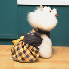 CuteBone Happy Thanksgiving Day Dog Fall Dress Costume Velvet for Small Dogs Girl Puppy Dresses Yellow Plaid Dog Clothes CVA03M-D