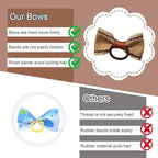 20 Pcs Small Dog Hair Bows with Rubber Bands Handmade Puppy Hair Bows Cute Grooming Flower Ball Bowknot Top Knot Dog Hair Accessories Hair Ties for Yorkie Maltese Pet (Brown)