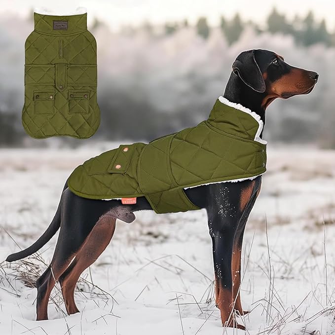 KYEESE Dog Coat Thick Dog Coats for Medium Dogs Soft Dogs Jacket with Pocket Warm Pet Winter Puffer Coat with Leash Hole Waterproof Pets Clothes for Cold Weather Windproof Pet Sweater