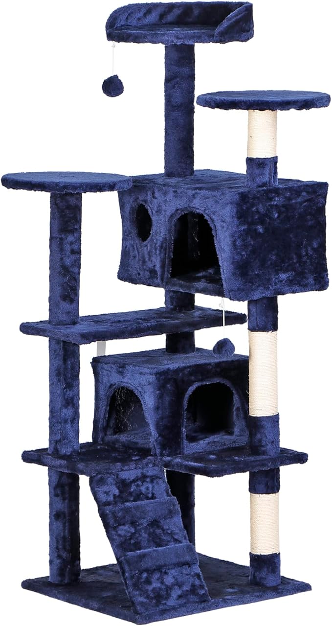 54-Inch Cat Tree Multi-Level Condo Tower Bed Furniture Kitten Play House with Scratching Posts
