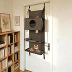 Door-Mounted Cat Climbing Frame, 4 Level Hanging Cat Tree with Toys and Hooks, Cat Door-Hanging Climbing Hammock for Homes, Pet Rooms, Pet Stores