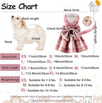 4 Pcs Cute Plaid Dog Dress Set with Bow Tie Harness & Leash for Small Dogs, Puppy Clothes for Girls Outfits(L,Dark Color)