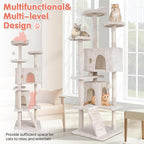 Cat Tree with Scratching Post,Cat Tower House for Indoor Large Adult Cats Kittens,21" Multi-Level Activity Cat Cando Furniture,Beige